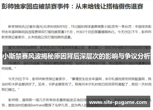 小斯禁赛风波揭秘原因背后深层次的影响与争议分析